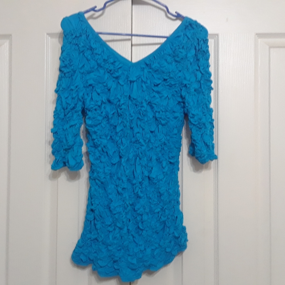 Lynn Ritchie S Blue Stretch Pucker Top